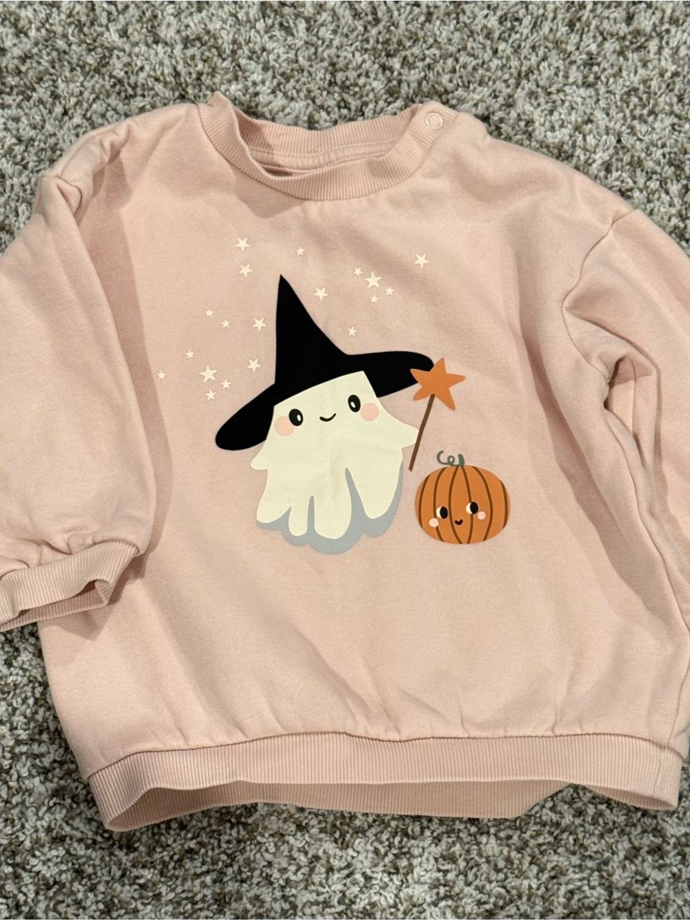 H&M Baby Girl Pink Halloween Ghost Pumpkin Sweatshirt 18M